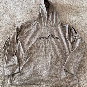 In Jesus Name I Play Active Faith Gray White Black Long Sleeve Hoodie Size L